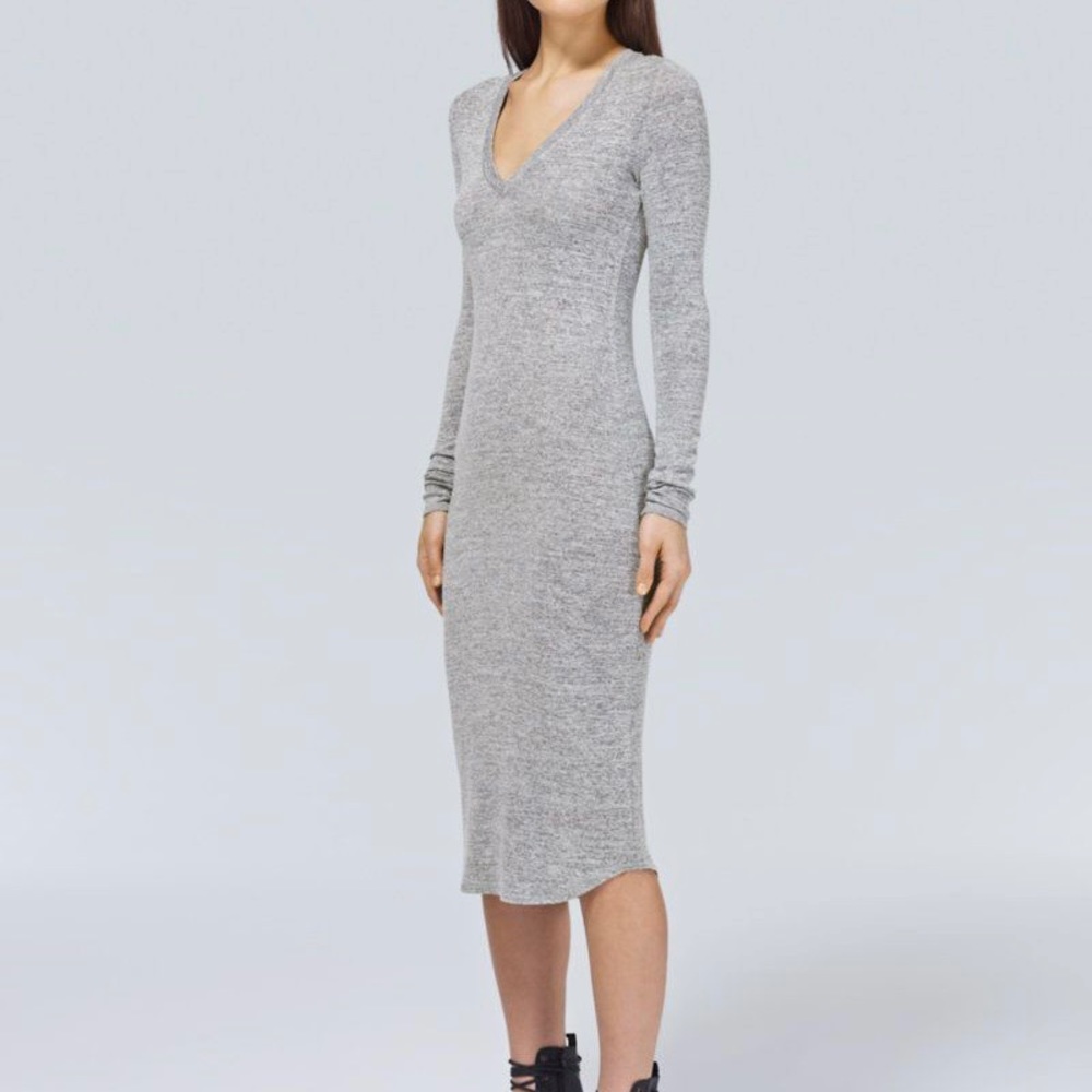 Wilfred Free Lisiere Long Sleeve V Neck Midi Length Knit Sweater Dress Size XS